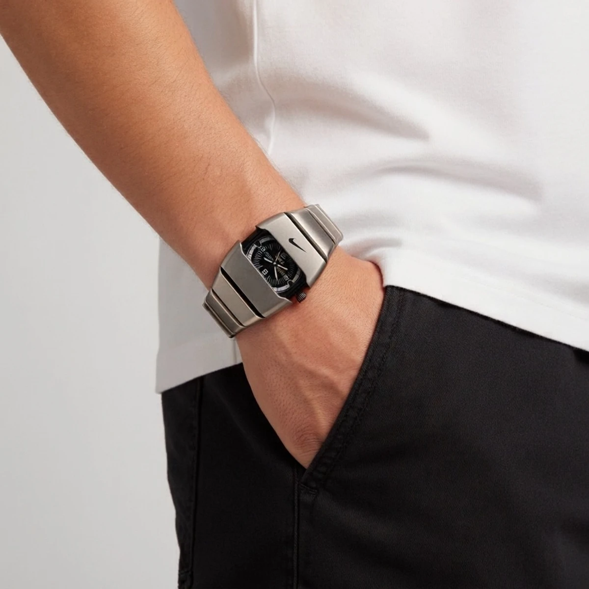 Premium Unisex Stylish Watch – Luxury Design - Nike Watch Model 9090 Full Silver Dial Black Or White -  এক পিস ব্যাটারি ফ্রি