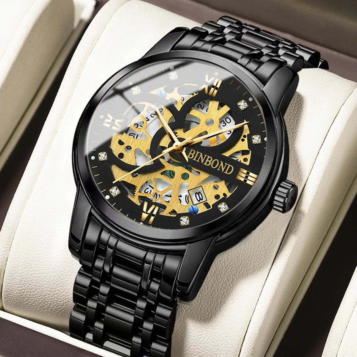 Luxury Binbond Automatic Design Mechanical Waterproof Watch for Men