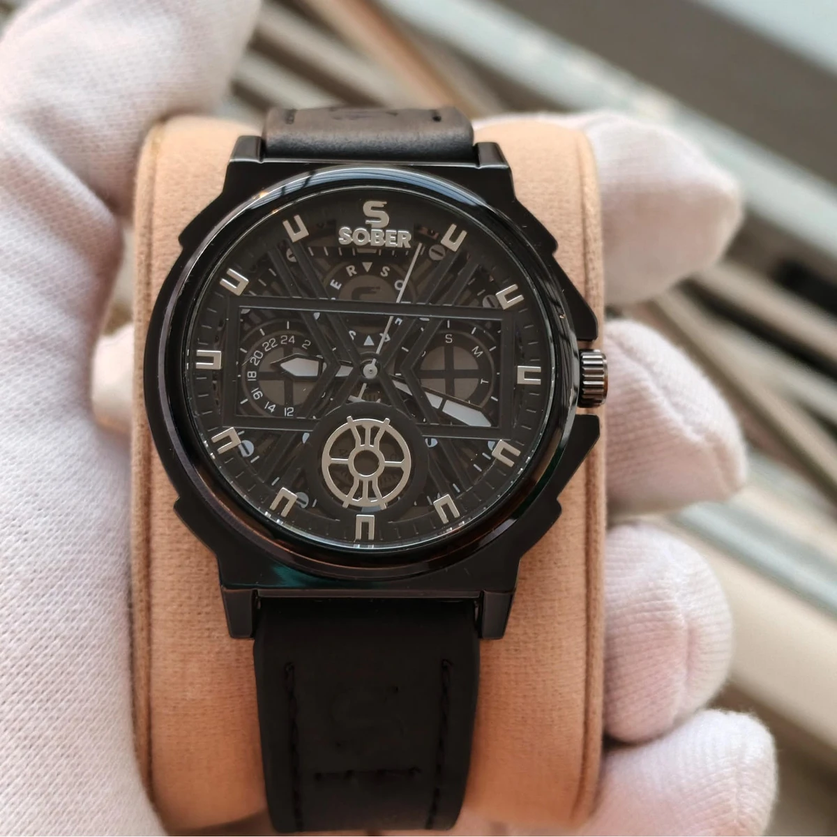 Sober Watch Model 890 Premium Watch Belt Black Dial Black Colour Watch For Man + এক পিস ব্যাটারি ফ্রি।