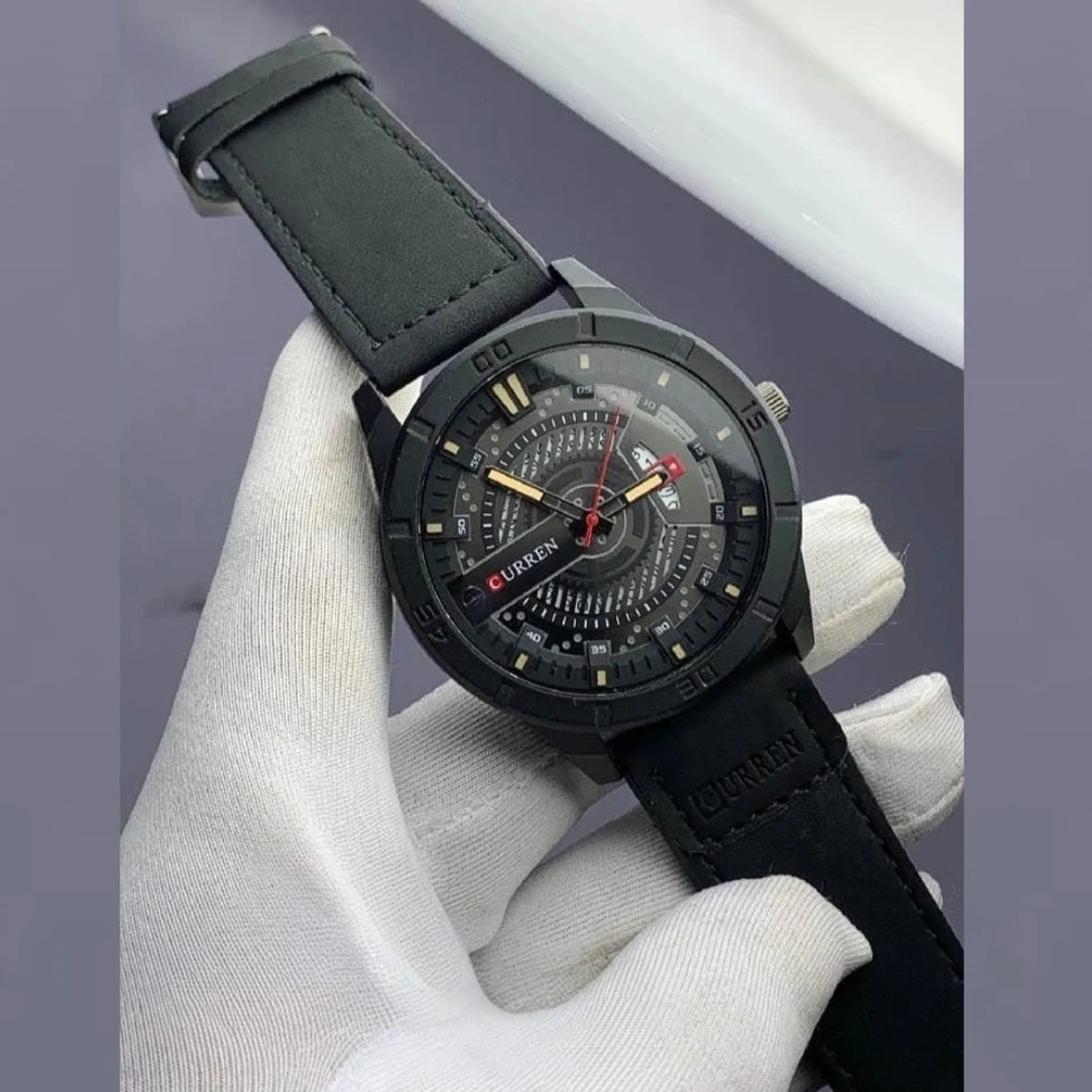 Curren Watch Model 8301 Belt Black Dial Black Colour Watch For Man