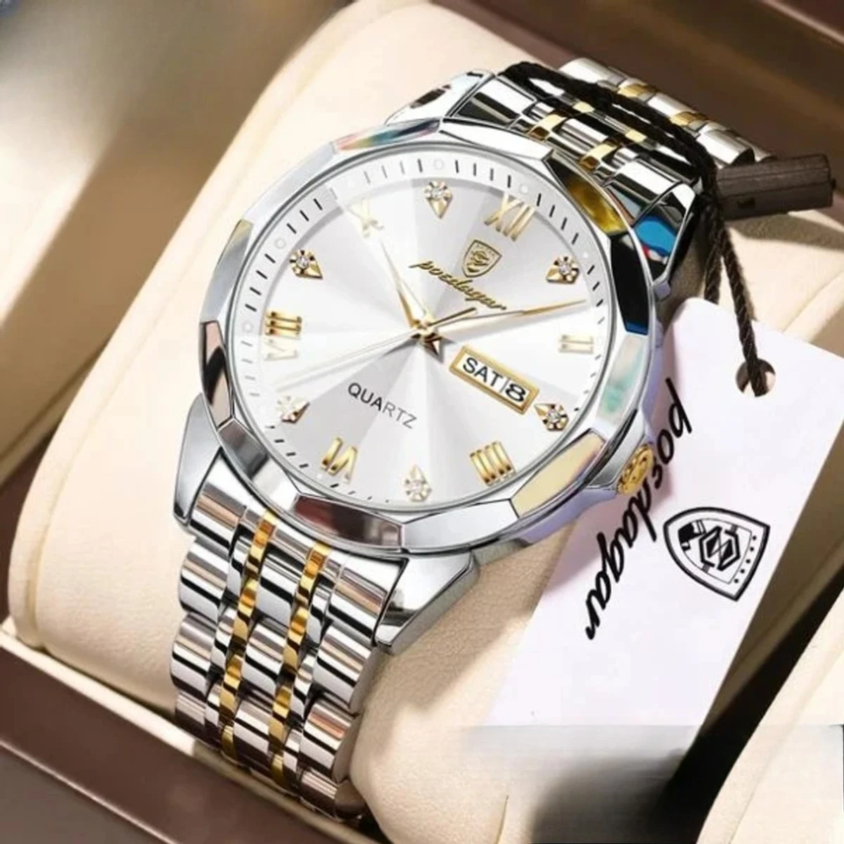 Luxury Men Watches Poydagor Model 810 Toton Ar Dial White  Colour  Watch