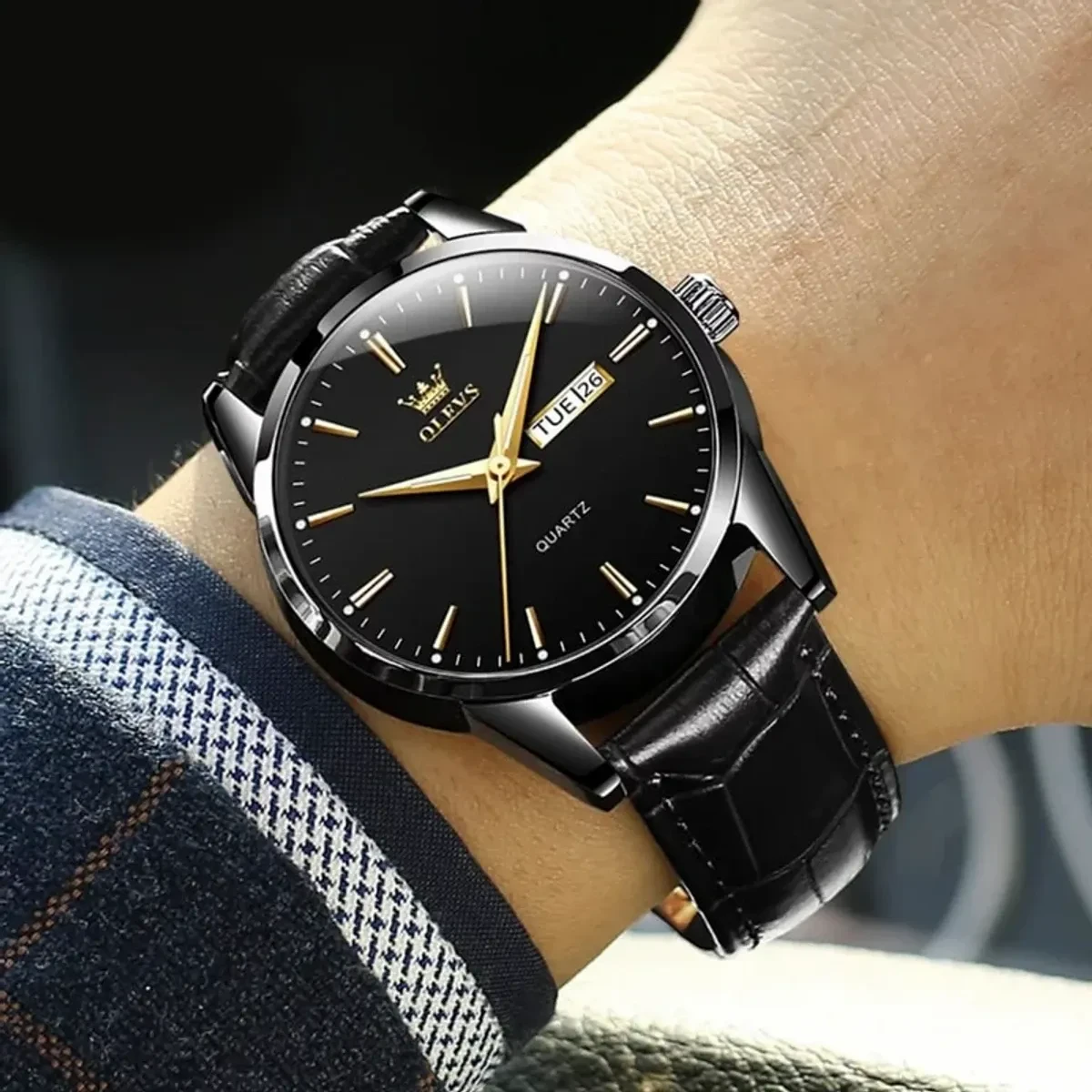 OLEVS WATCH MODEL 6898 FASHION WATCH FOR MEN FULL BLACK COLOUR WATCH FOR MEN