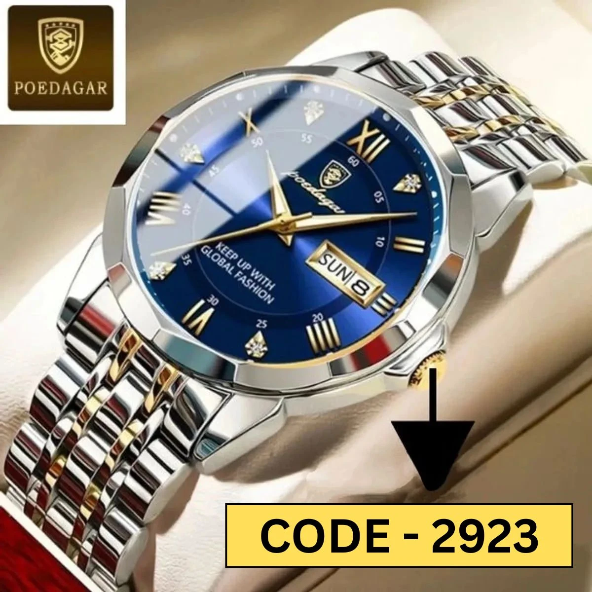 POEDAGAR MODEL 615 WATCH Toton Ar Dial Blue Colour Watch Lock Push + এক পিস ব্যাটারি ফ্রি।