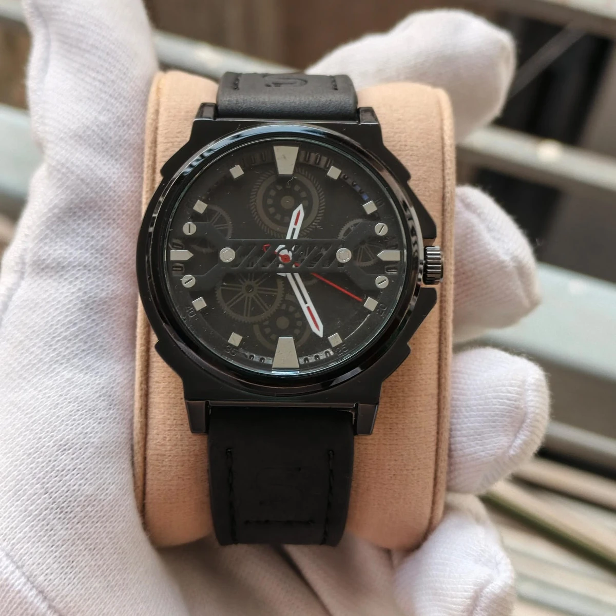 Sober Watch Model 980 Premium Watch Belt Black  Dial Black Colour Watch For Man + এক পিস ব্যাটারি ফ্রি।