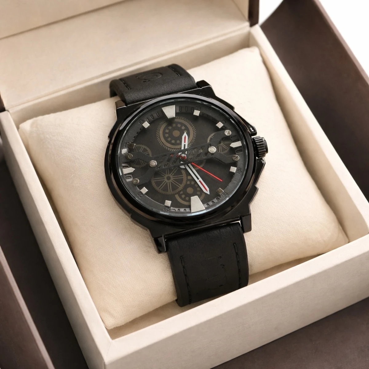 Sober Watch Model 980 Premium Watch Belt Black  Dial Black Colour Watch For Man + এক পিস ব্যাটারি ফ্রি।