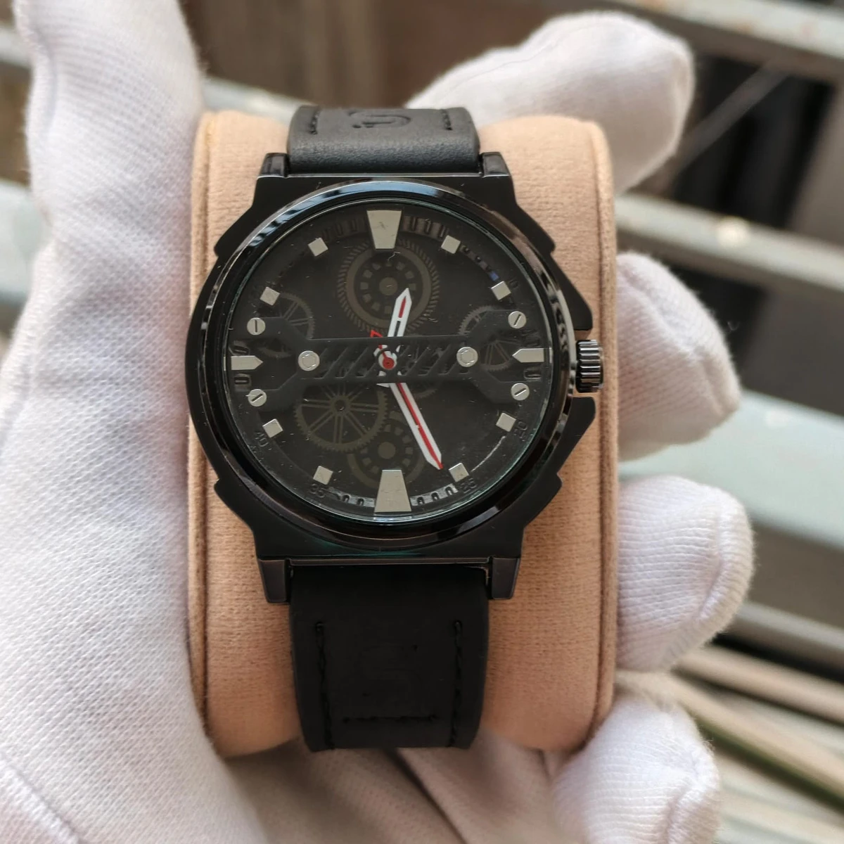 Sober Watch Model 980 Premium Watch Belt Black  Dial Black Colour Watch For Man + এক পিস ব্যাটারি ফ্রি।