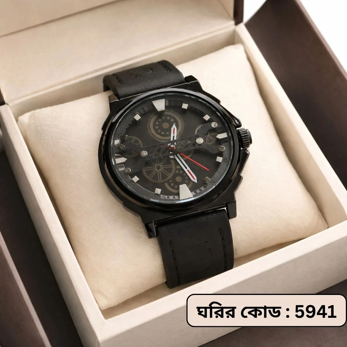 Sober Watch Model 980 Premium Watch Belt Black  Dial Black Colour Watch For Man + এক পিস ব্যাটারি ফ্রি।