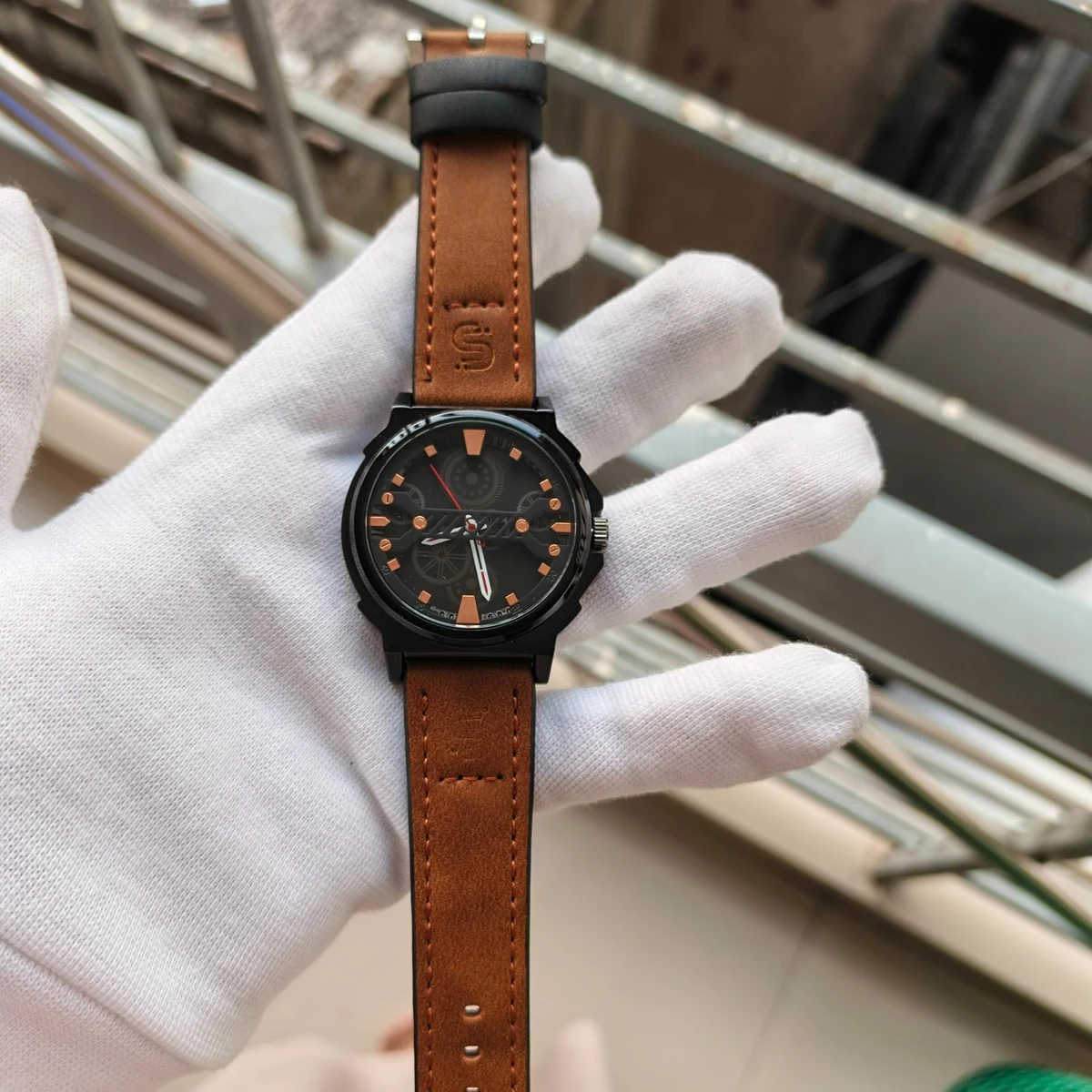 Sober Watch Model 980 Premium Watch Belt Brown Dial Black Colour Watch For Man + এক পিস ব্যাটারি ফ্রি।