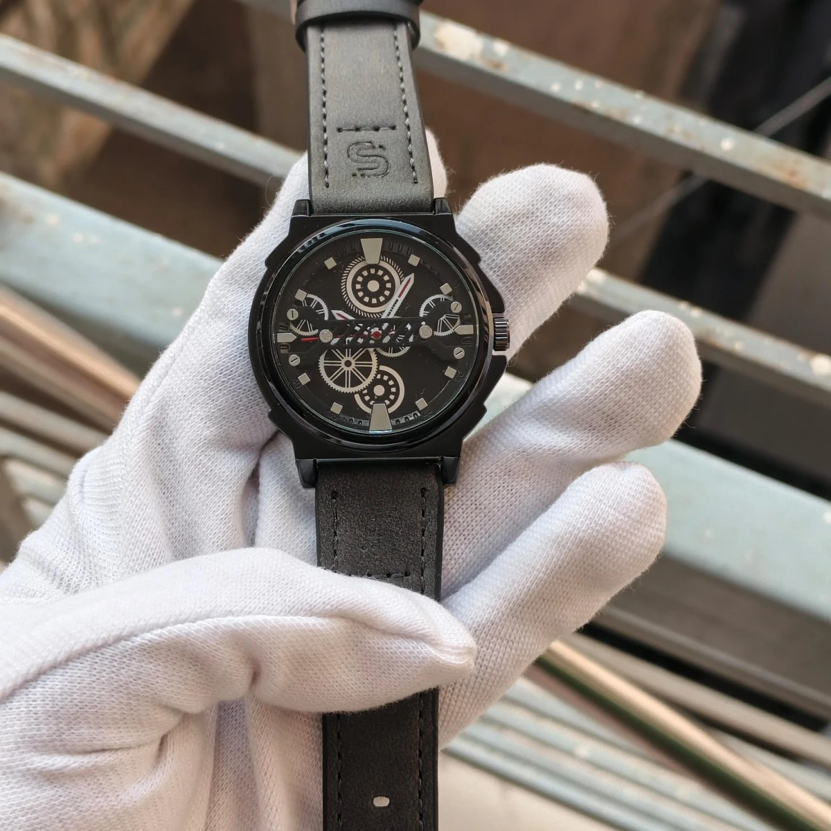 Sober Watch Model 980 Premium Watch Belt Ash Dial Black Colour Watch For Man + এক পিস ব্যাটারি ফ্রি।