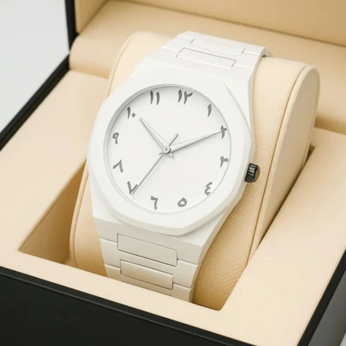 Arabic Plastic Carbon Fiber body Watch Full White  Colour Dial Arabic