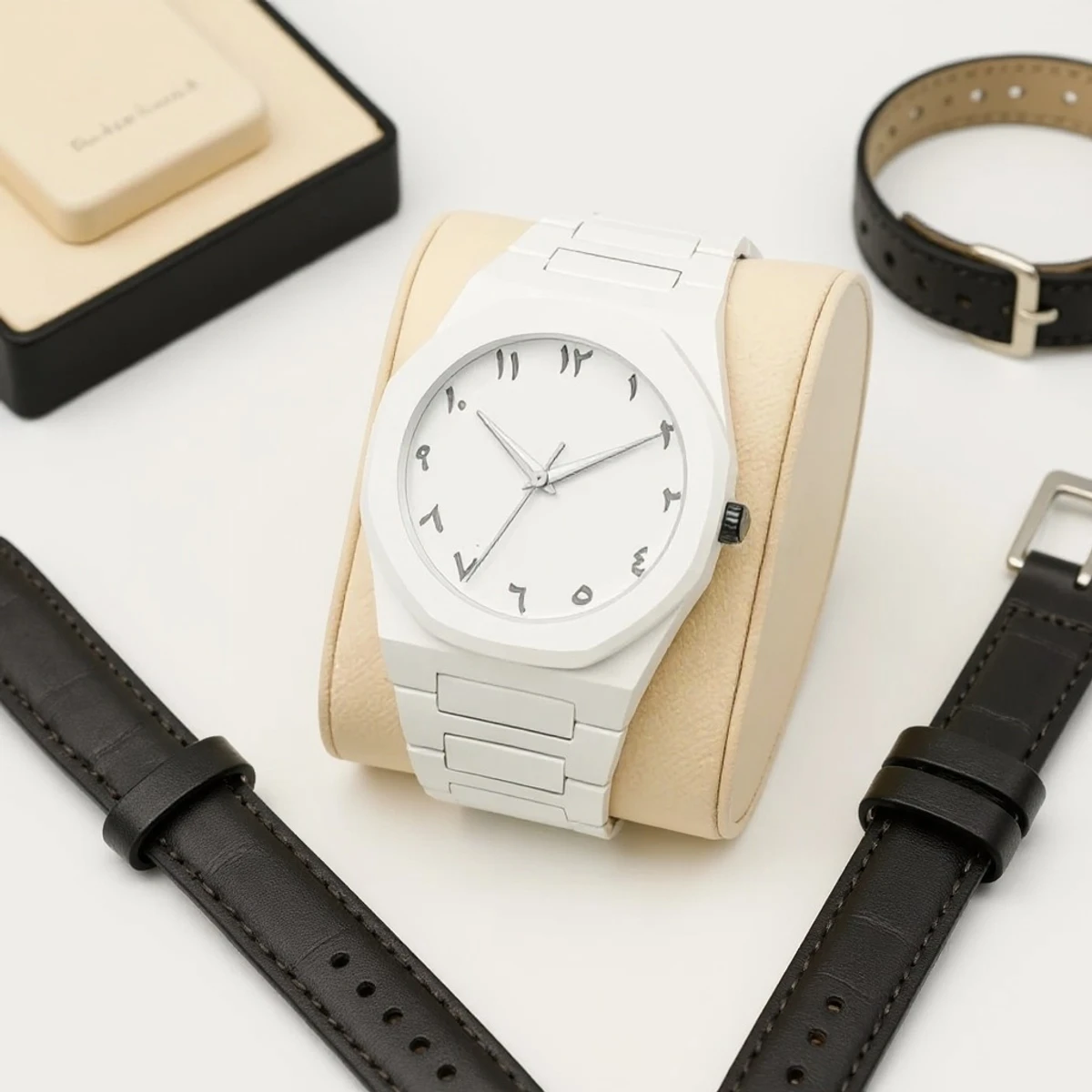 Arabic Plastic Carbon Fiber body Watch Full White  Colour Dial Arabic