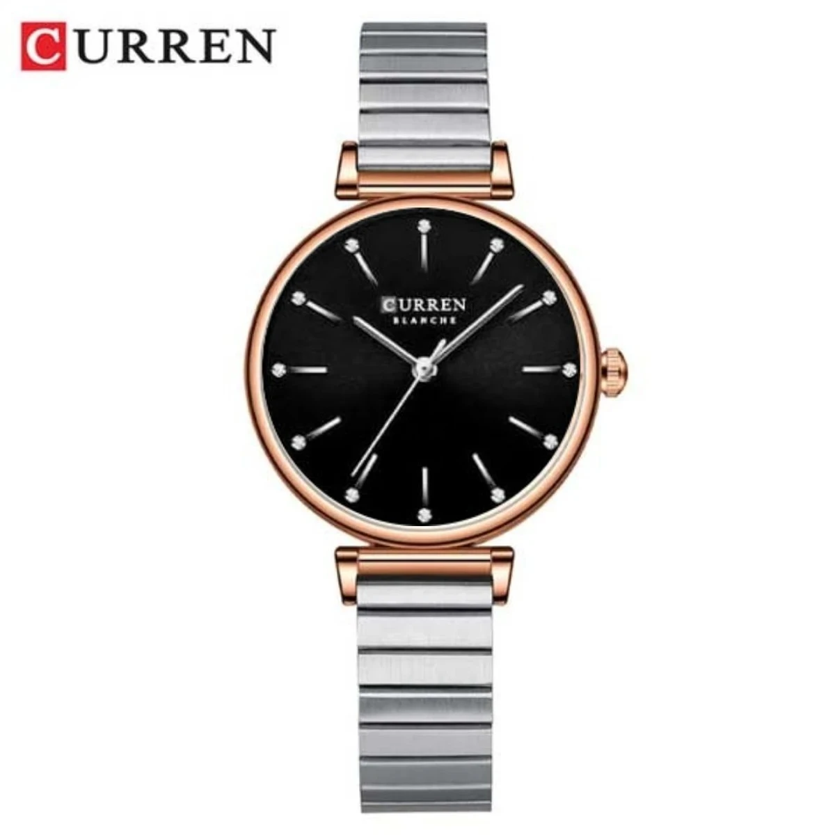 Curren Women Watch Model 9081 Silver Chain Dial Black Colour Watch For Ladis